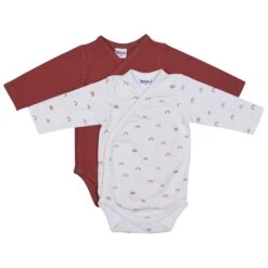 Lot 2 Bodys Croisés Rouille + Imp. Arc-en-ciel