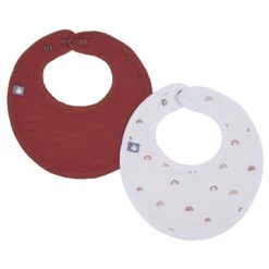 Lot 2 Bavoirs Naissance Imp. Arc-en-ciel / Rouille