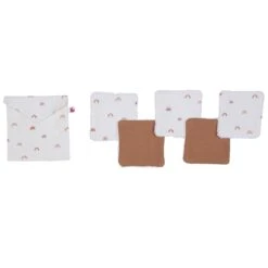 Lingettes Lavables & Pochette Assortie Imprimé Arc-en-ciel / Camel