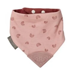 Bavoir-bandana Avec Embout De Dentition – Arc-en-ciels Rose