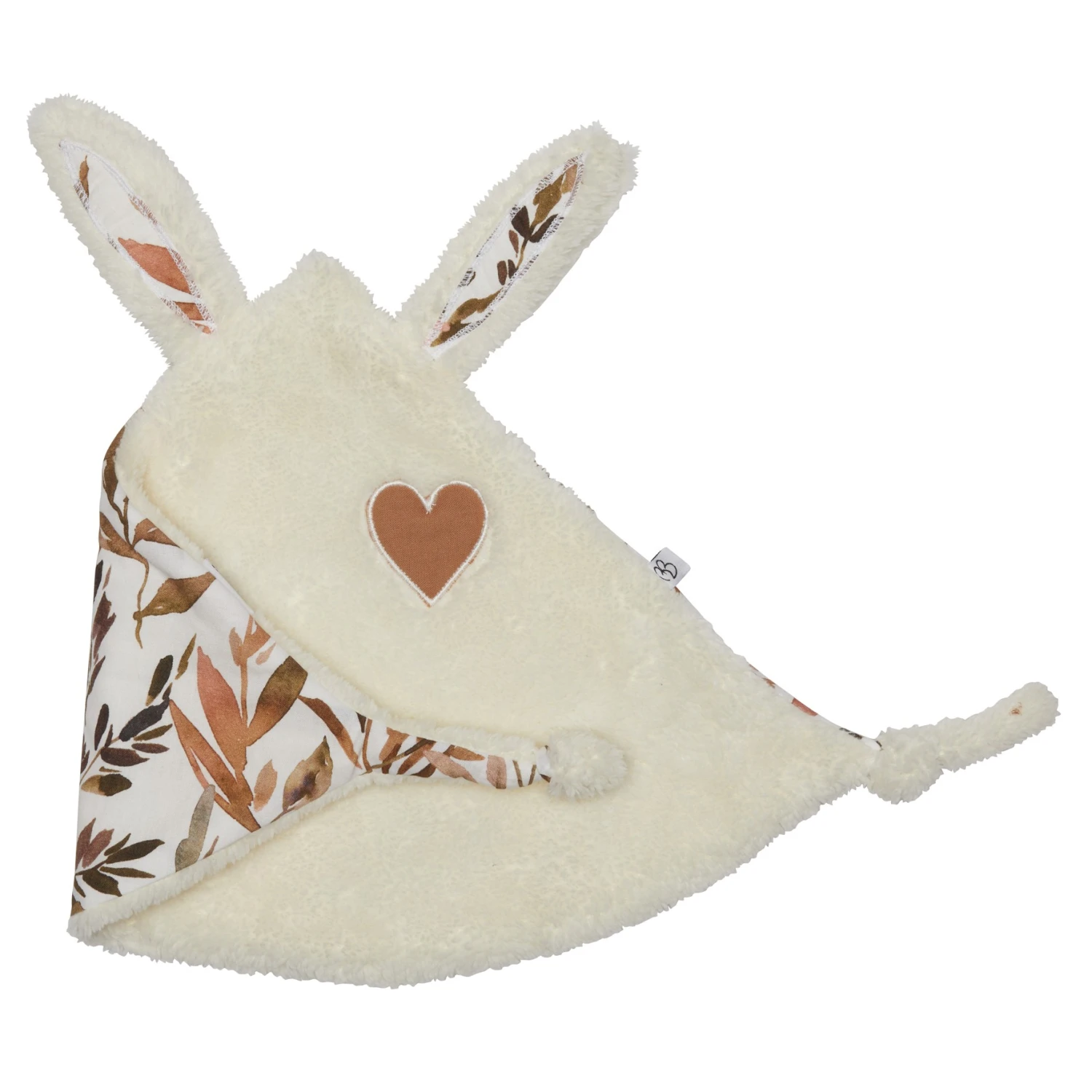 Doudou Lapin Petit Cœur Microfibre Ivoire / Imp. Feuillages 1 Doudou Lapin Petit Cœur Microfibre Ivoire / Imp. Feuillages
