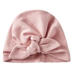 Bonnet Naissance Forme Turban Rose Thé