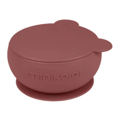 Bol Antidérapant + Couvercle En Silicone – Terracotta -Bbandco 12987 Bol antiderapant couvercle en silicone Terracotta Vaisselle pour bebe par Minikoioi