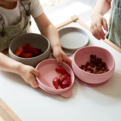 Bol Antidérapant + Couvercle En Silicone – Rose Poudré -Bbandco 30