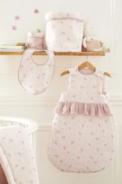 Couverture Luxe Fausse Fourrure Angora Pétale / Gaze Imprimé – Lovely Blossom -Bbandco 3662159042781 4