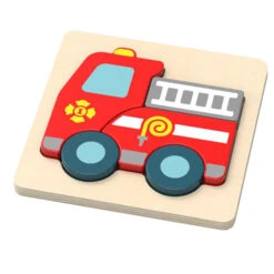 Petit Puzzle En Bois – Camion De Pompier