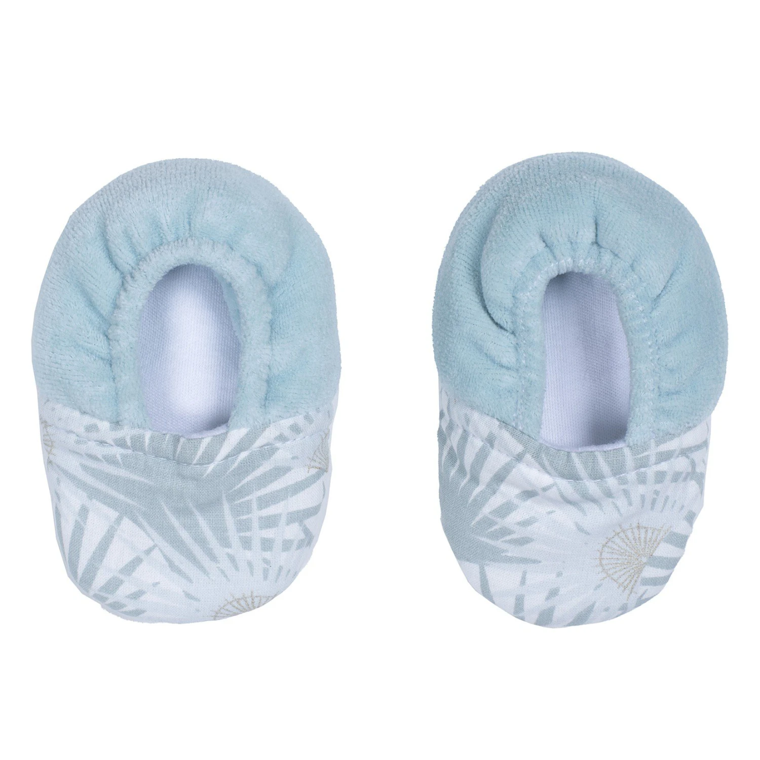 Chaussons Bi-matière Céladon / Palmiers 1 Chaussons Bi-matière Céladon / Palmiers