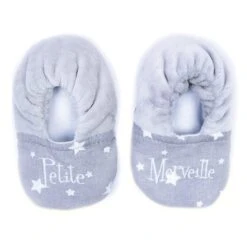 Chaussons Bi-matière “Petite Merveille” gris/blanc