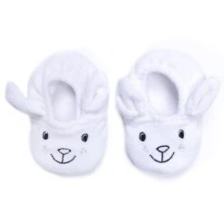 Chaussons Velours Brodé Lapin Avec Petites Oreilles Blanc
