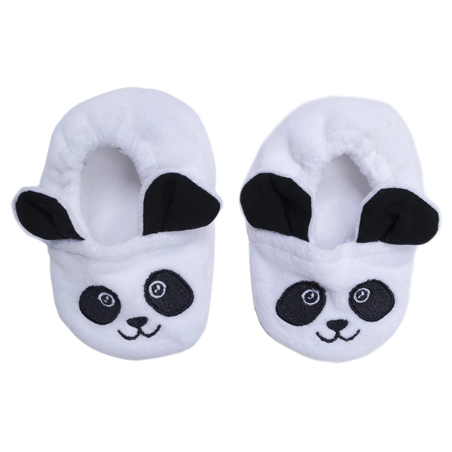 Chaussons Velours Brodé Panda Blanc/noir 1 Chaussons Velours Brodé Panda Blanc/noir