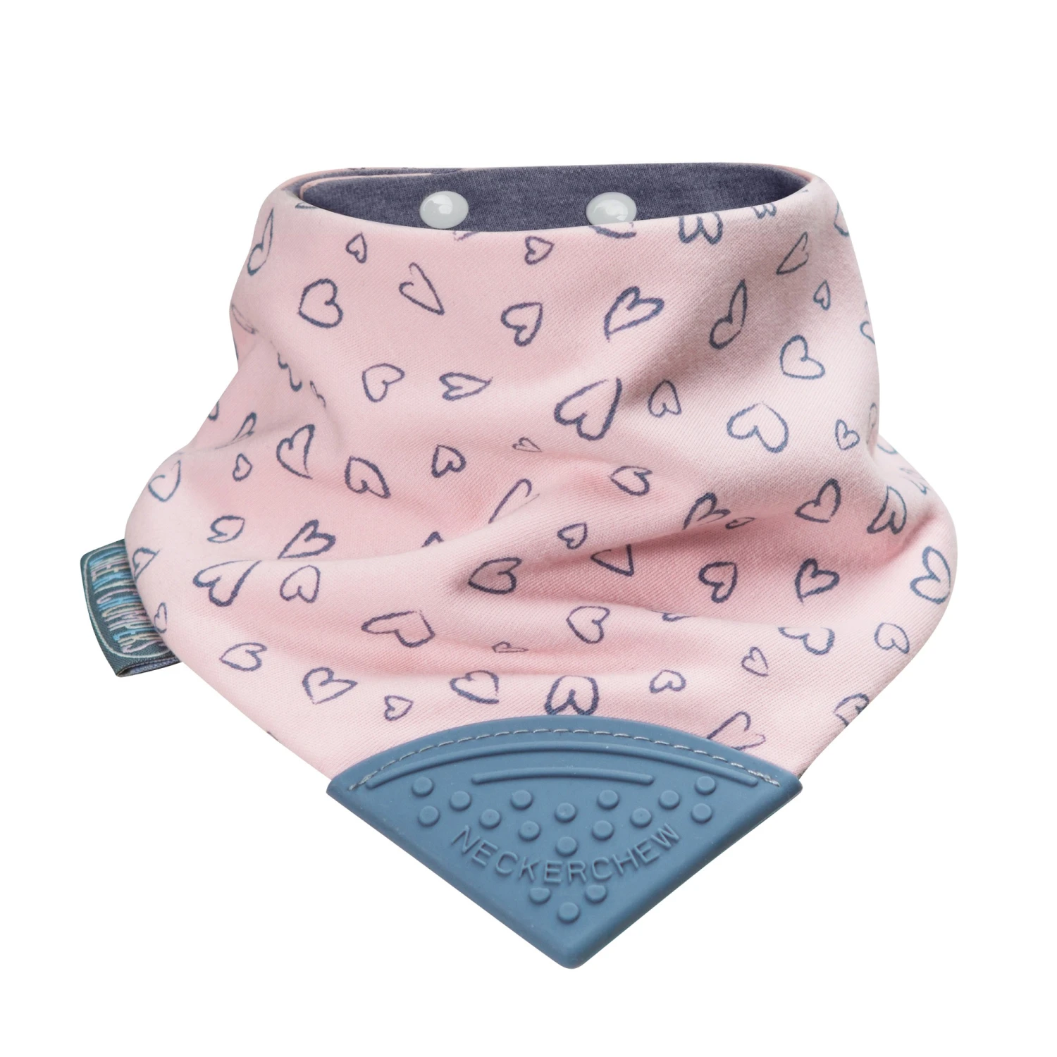 Bavoir-bandana Avec Embout De Dentition Imprimé Cœurs Rose 1 Bavoir-bandana Avec Embout De Dentition Imprimé Cœurs Rose