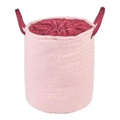 Maxi Panier De Rangement à Anses Girly Chic Blush/prune Pois Or