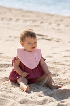 Bavoir-bandana Réversible En Bambou Et Gaze Rose Blush -Bbandco BABBI01 LS01