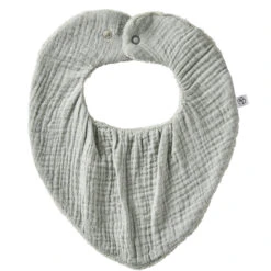 Bavoir-bandana Réversible En Bambou Et Gaze Vert De Gris