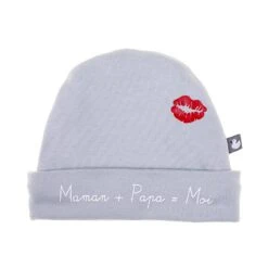 Bonnet “Maman + Papa” Gris Clair