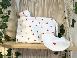 Baby Trousse Gaze De Coton Imprimé Cœurs 5 Baby Trousse Gaze De Coton Imprimé Cœurs -Bbandco BTC16 LS02