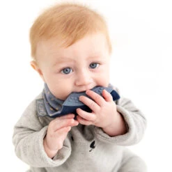 Bavoir-bandana Avec Embout De Dentition Imprimé étoiles Bleu Grisé 6 Bavoir-bandana Avec Embout De Dentition Imprimé étoiles Bleu Grisé -Bbandco CC481 LS1