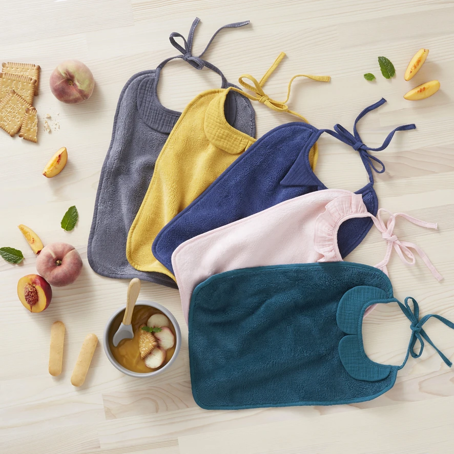 Grand Bavoir Bambou Et Gaze De Coton Biscuit 3 Grand Bavoir Bambou Et Gaze De Coton Biscuit – Image 3